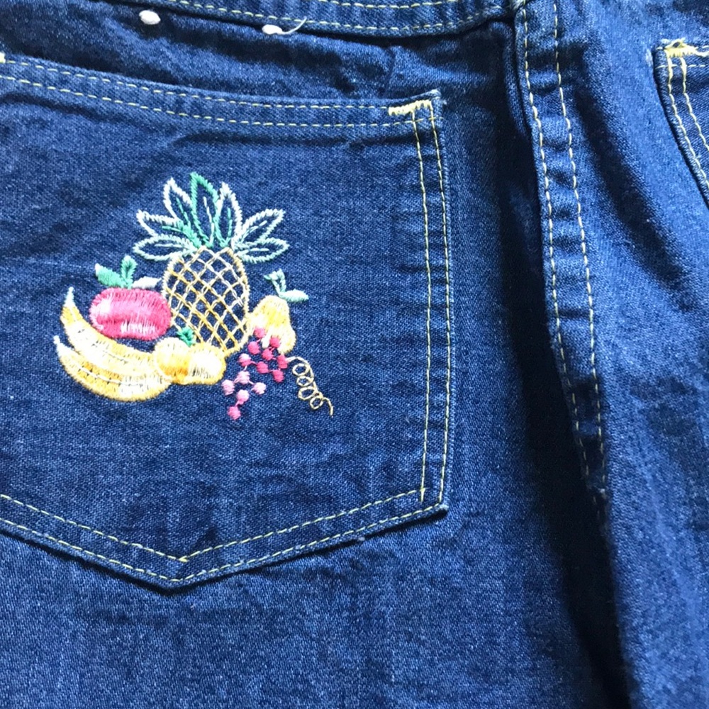 High-waist, Wide-leg Embroidered Jeans